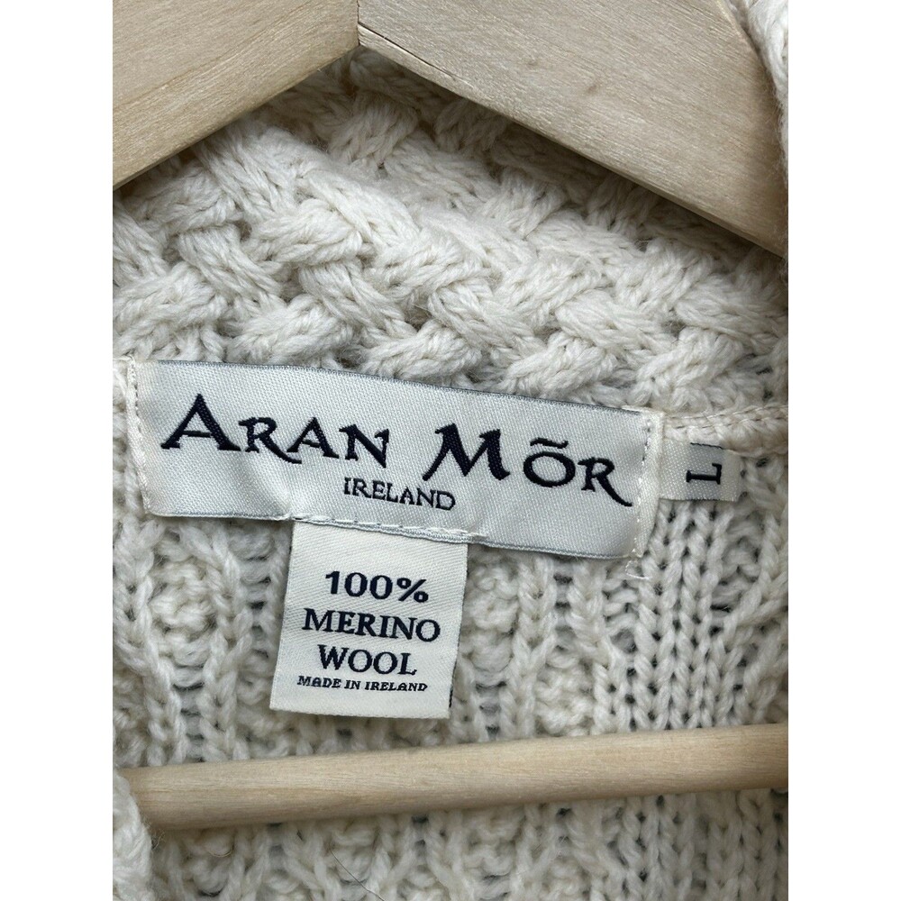 Aran Mor Irish Knit Fisherman Sweater Women's Size Large Merino Wool Ireland - Picture 5 of 8